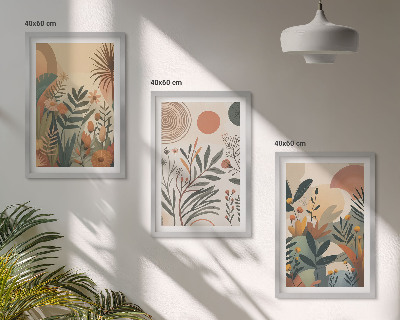 Lot de 3 tableaux pour salon Motifs végétaux aux couleurs douces