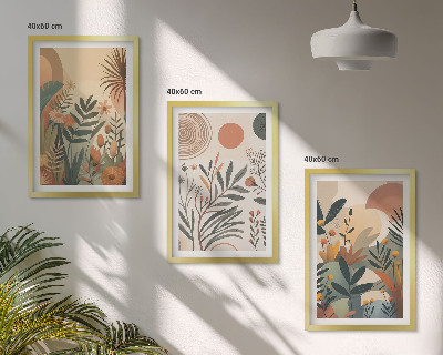 Lot de 3 tableaux pour salon Motifs végétaux aux couleurs douces