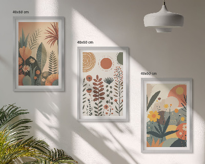 Lot de 3 tableaux pour salon Motifs végétaux bohèmes nature