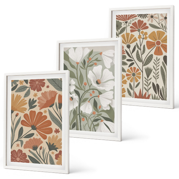 Cadre photo mural Motifs floraux orange vert