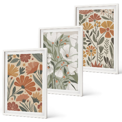 Cadre photo mural Motifs floraux orange vert