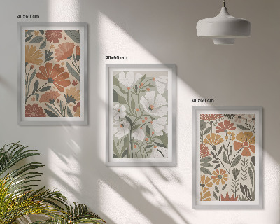 Cadre photo mural Motifs floraux orange vert
