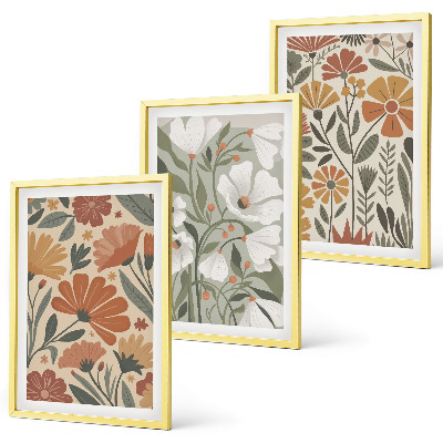 Cadre photo mural Motifs floraux orange vert