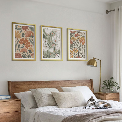Cadre photo mural Motifs floraux orange vert