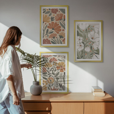 Cadre photo mural Motifs floraux orange vert