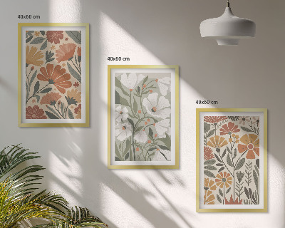 Cadre photo mural Motifs floraux orange vert
