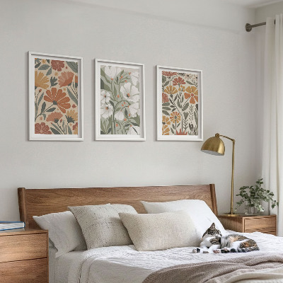 Cadre photo mural Motifs floraux orange vert