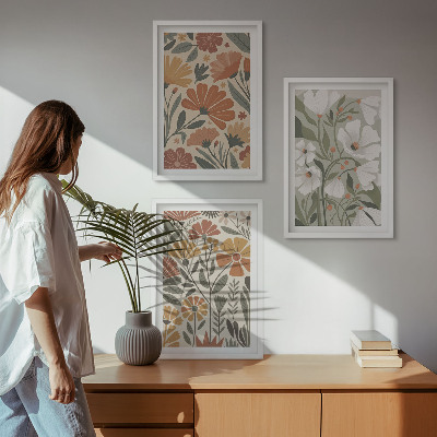 Cadre photo mural Motifs floraux orange vert