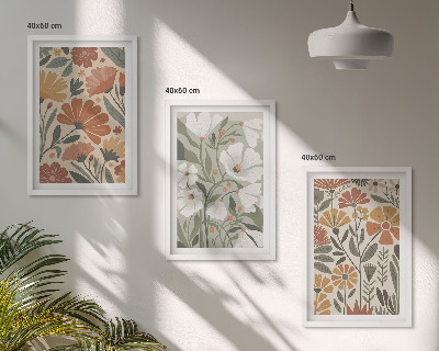Cadre photo mural Motifs floraux orange vert