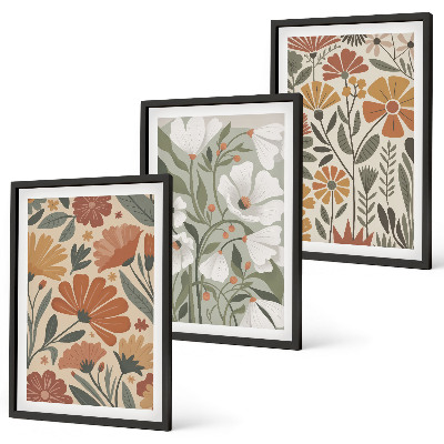 Cadre photo mural Motifs floraux orange vert