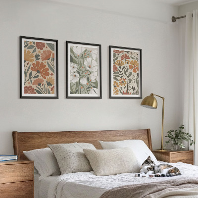 Cadre photo mural Motifs floraux orange vert