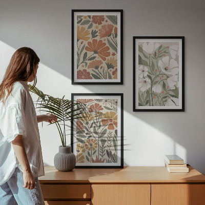 Cadre photo mural Motifs floraux orange vert