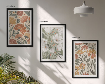 Cadre photo mural Motifs floraux orange vert
