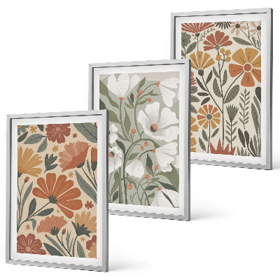 Cadre photo mural Motifs floraux orange vert