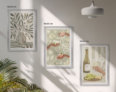 Lot de 3 tableaux pour salon Cocktails rustiques aux fleurs d'olivier