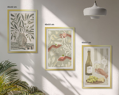 Lot de 3 tableaux pour salon Cocktails rustiques aux fleurs d'olivier