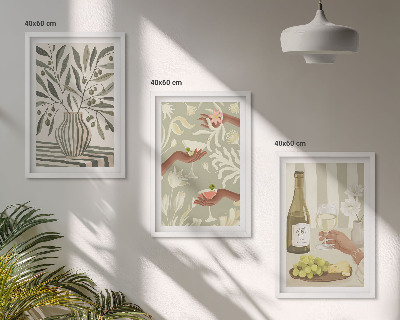 Lot de 3 tableaux pour salon Cocktails rustiques aux fleurs d'olivier