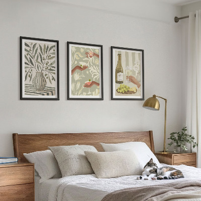 Lot de 3 tableaux pour salon Cocktails rustiques aux fleurs d'olivier