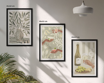 Lot de 3 tableaux pour salon Cocktails rustiques aux fleurs d'olivier