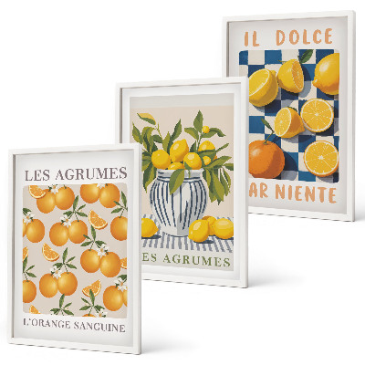 Cadre photo mural Agrumes jaunes rétro