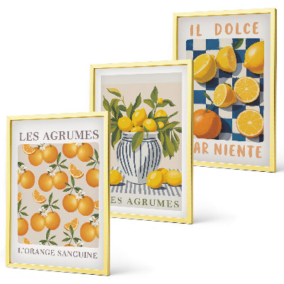 Cadre photo mural Agrumes jaunes rétro