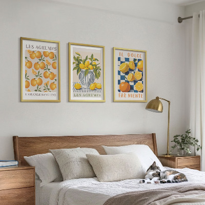 Cadre photo mural Agrumes jaunes rétro