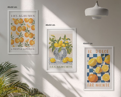 Cadre photo mural Agrumes jaunes rétro