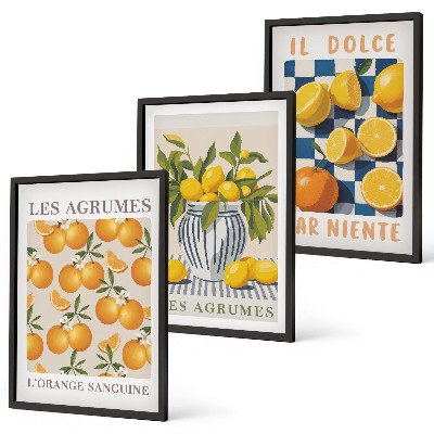 Cadre photo mural Agrumes jaunes rétro