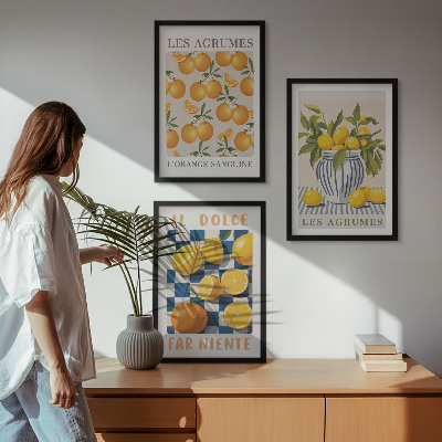 Cadre photo mural Agrumes jaunes rétro