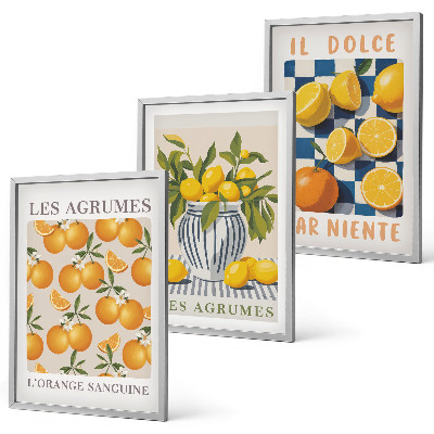 Cadre photo mural Agrumes jaunes rétro