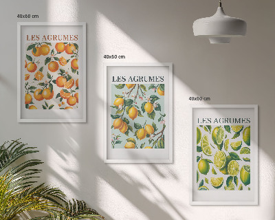 Lot de 3 tableaux pour salon Motifs pastel d'agrumes fruités