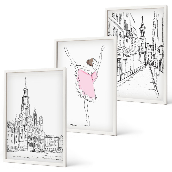 Cadre photo mural Ballerines élégantes et architecture