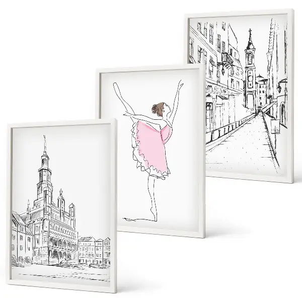 Cadre photo mural représentant des ballerines élégantes et une architecture