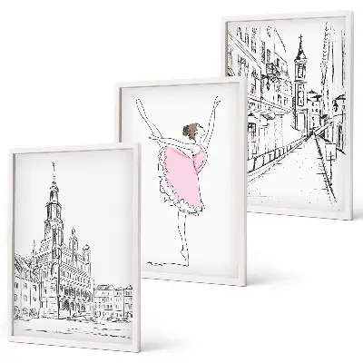 Cadre photo mural représentant des ballerines élégantes et une architecture