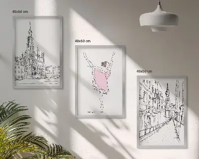 Cadre photo mural représentant des ballerines élégantes et une architecture