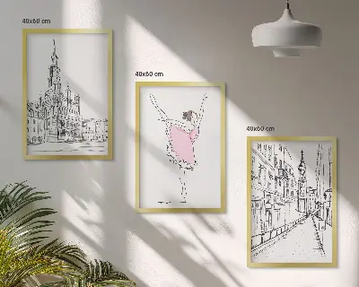 Cadre photo mural représentant des ballerines élégantes et une architecture