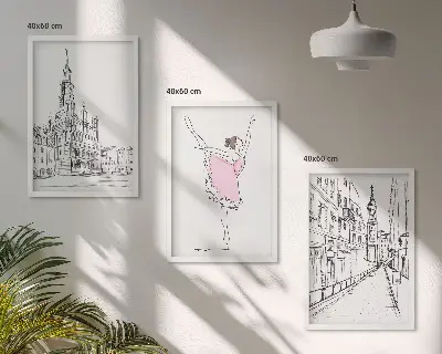 Cadre photo mural représentant des ballerines élégantes et une architecture