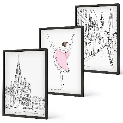 Cadre photo mural représentant des ballerines élégantes et une architecture