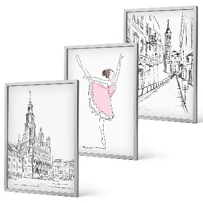 Cadre photo mural représentant des ballerines élégantes et une architecture