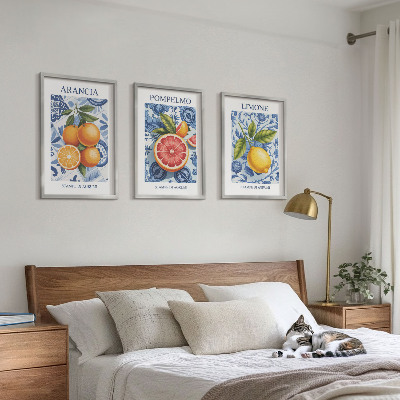 Lot de 3 tableaux pour salon Illustrations vintage d'agrumes