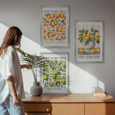 Cadre photo mural Agrumes en versions colorées
