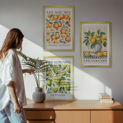 Cadre photo mural Agrumes en versions colorées