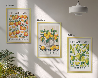 Cadre photo mural Agrumes en versions colorées