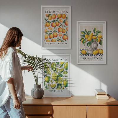 Cadre photo mural Agrumes en versions colorées