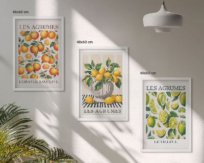 Cadre photo mural Agrumes en versions colorées