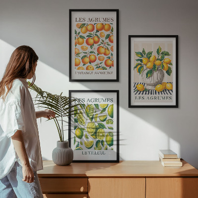 Cadre photo mural Agrumes en versions colorées