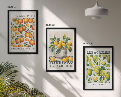 Cadre photo mural Agrumes en versions colorées