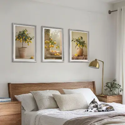 Citronniers en pot lot de 3 tableaux pour salon