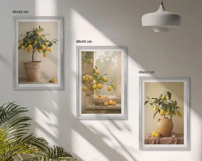Citronniers en pot lot de 3 tableaux pour salon