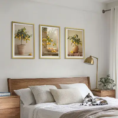 Citronniers en pot lot de 3 tableaux pour salon